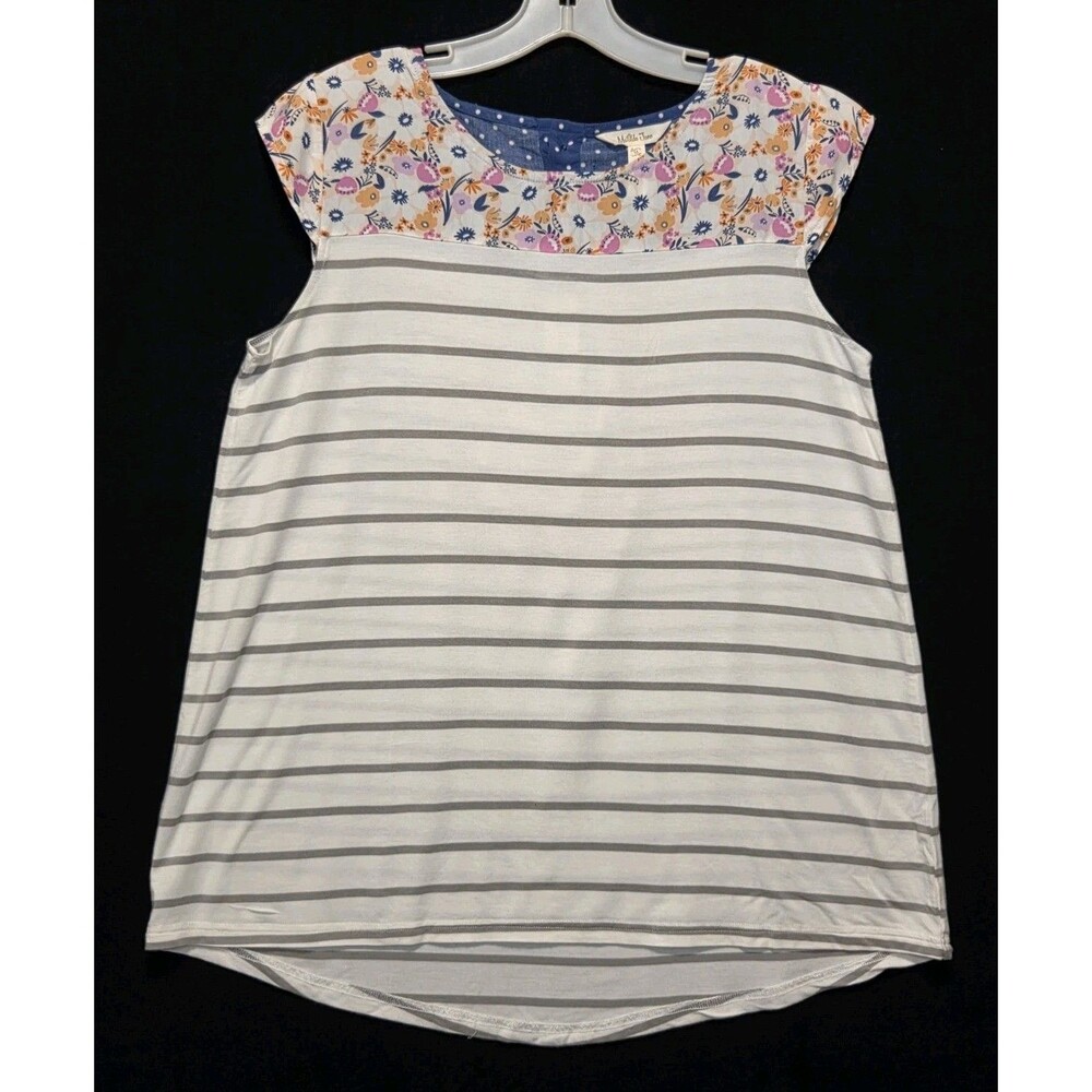 Matilda Jane Let's Go Together Love You Lots Medium Top Stripes Flowers Button